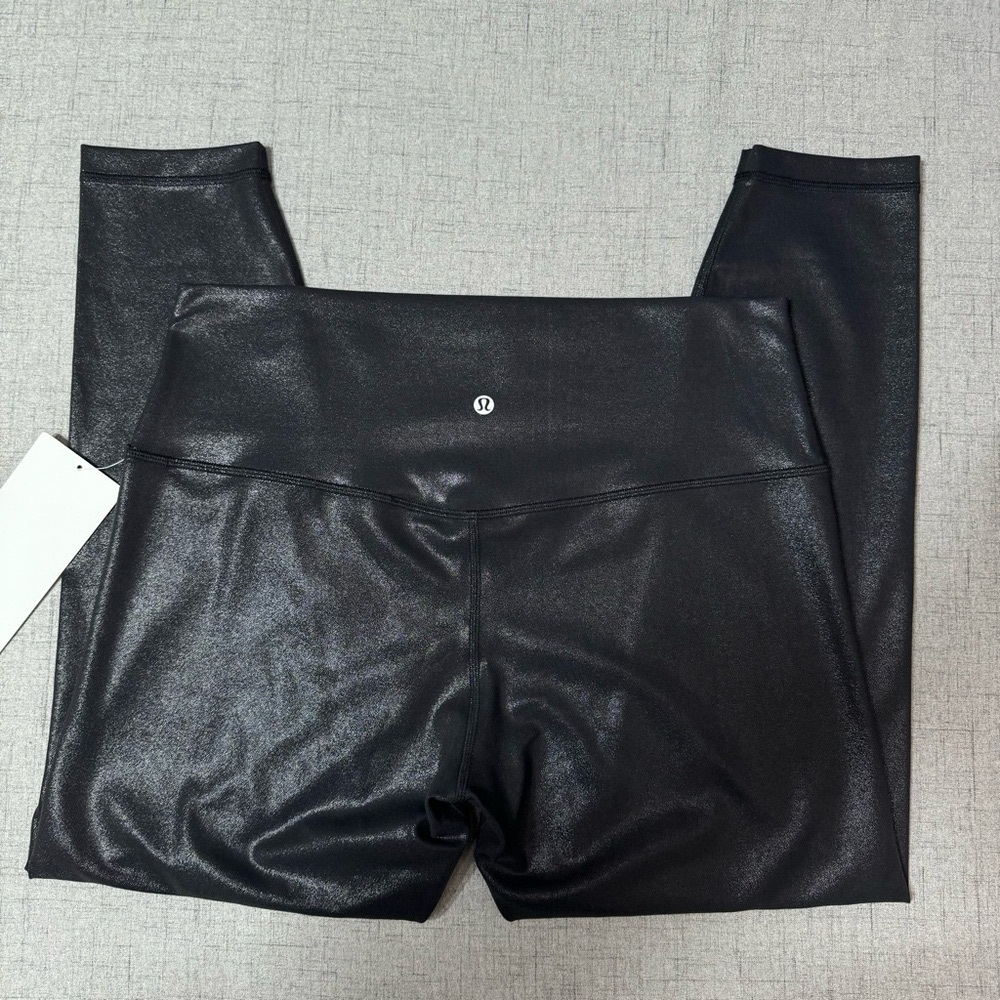 Lululemon Align High Rise Pant Leggings Shine Radiant Foil Black Print 14 NWT - Picture 7 of 13